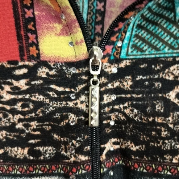 1932)Vintage Jackets Galore by John Farah Multicolor 1/4 Zip Tunic Top Size L - Picture 7 of 8